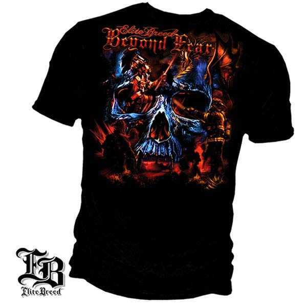 Elite Breed Beyond Fear Skull Firefighter T-Shirt - Black