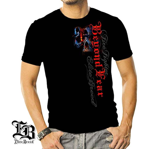 Elite Breed Beyond Fear Skull Firefighter T-Shirt - Black