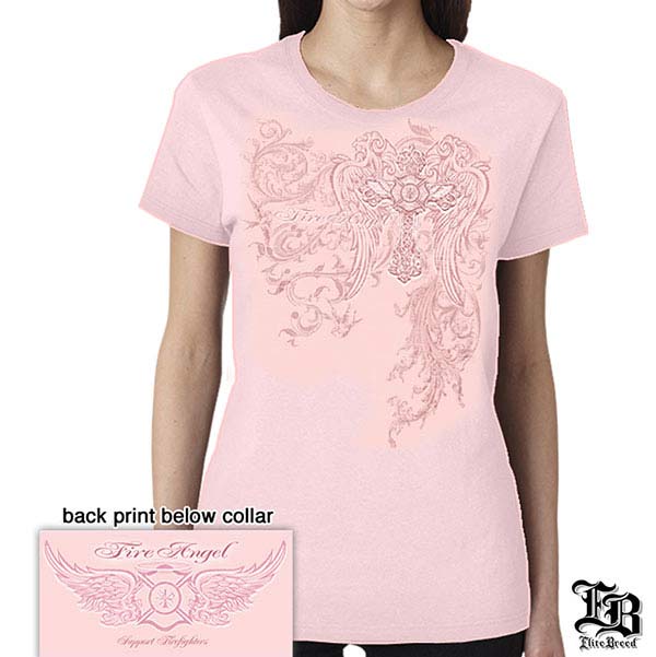 Firefighter Fire Angel Pink Ladies T-Shirt