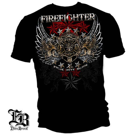 Elite Breed Pride, Duty, Honor Firefighter T-Shirt - Black