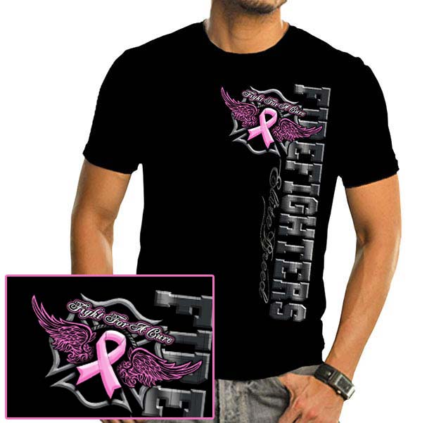 Elite Breed Fight Breast Cancer Firefighter T-Shirt - Black