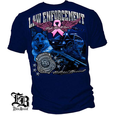 Elite Breed Fight Breast Cancer Law Enforcement T-Shirt - Navy