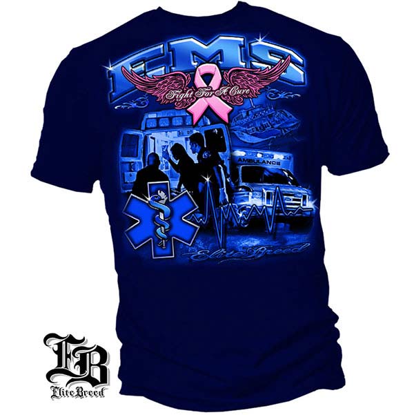 Elite Breed Fight Breast Cancer EMS T-Shirt - Navy