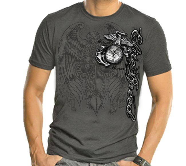 Elite Breed Gray Eagle Marines T-Shirt - Gray