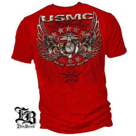 Elite Breed Pride Duty Honor USMC T-Shirt - Red