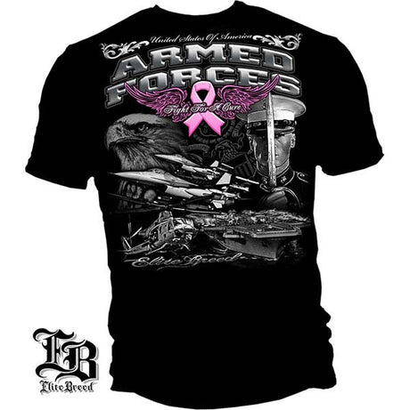 Elite Breed Armed Forces Fight Breast Cancer T-Shirt - Black