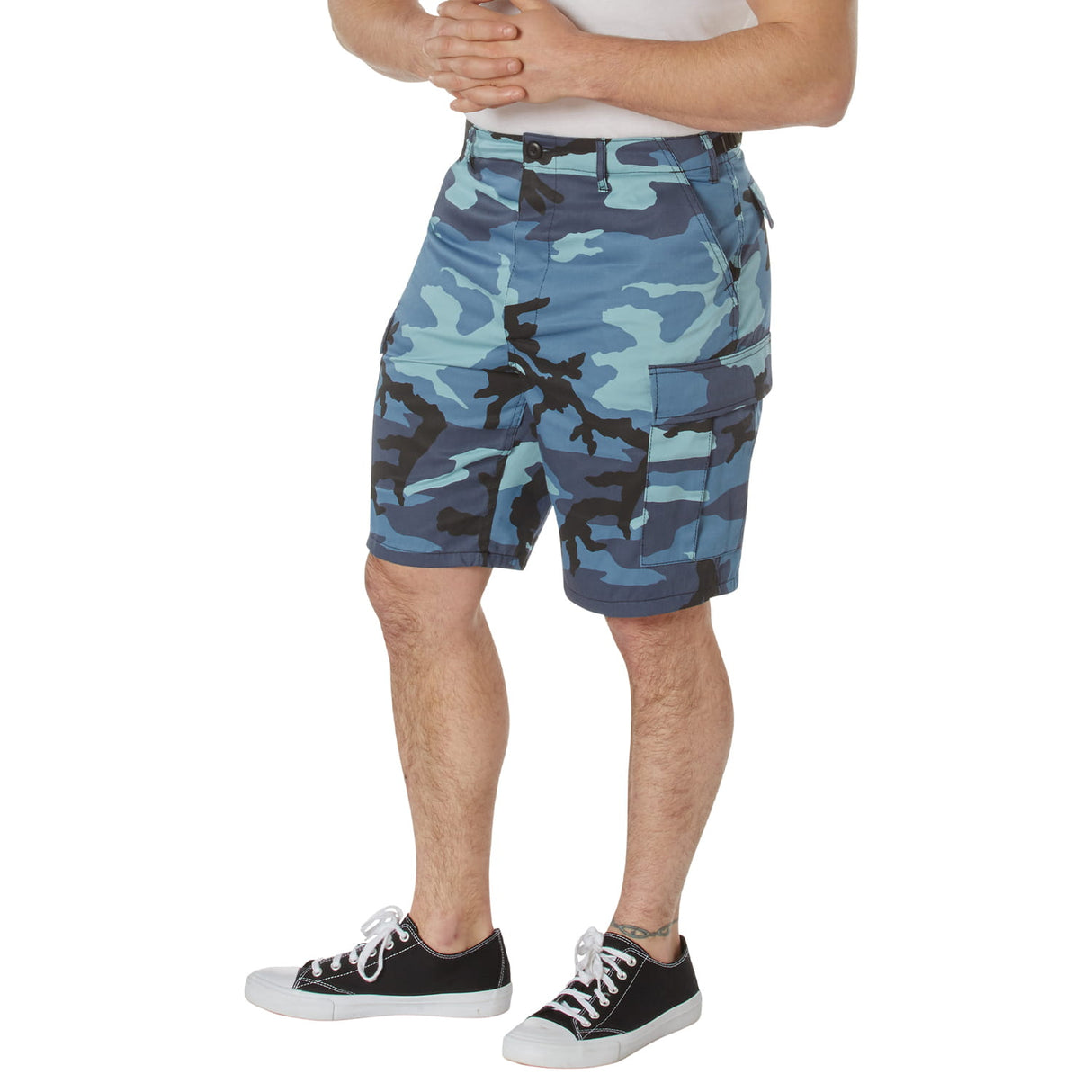 Sky Blue Camo Military BDU Cargo Shorts