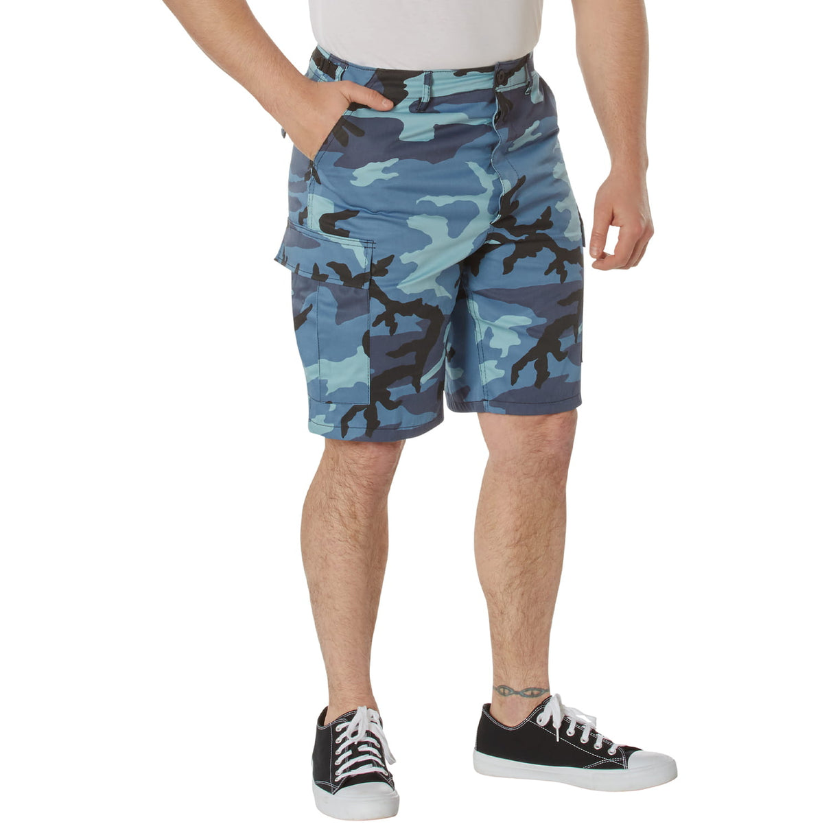 Sky Blue Camo Military BDU Cargo Shorts