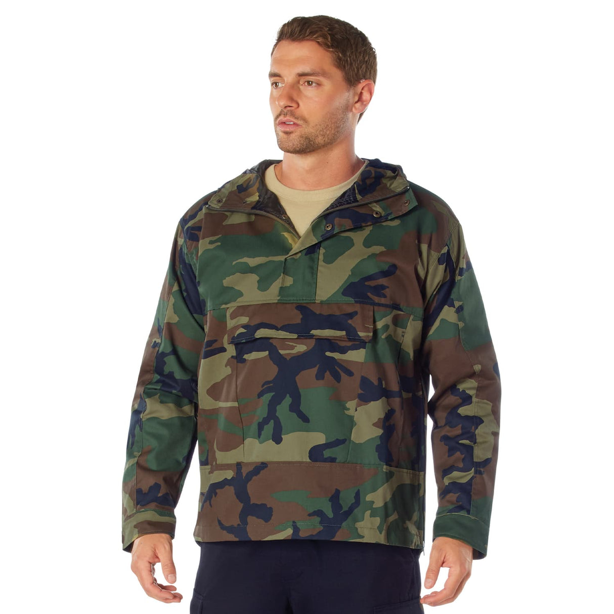 Green Camo Military Style Anorak Parka