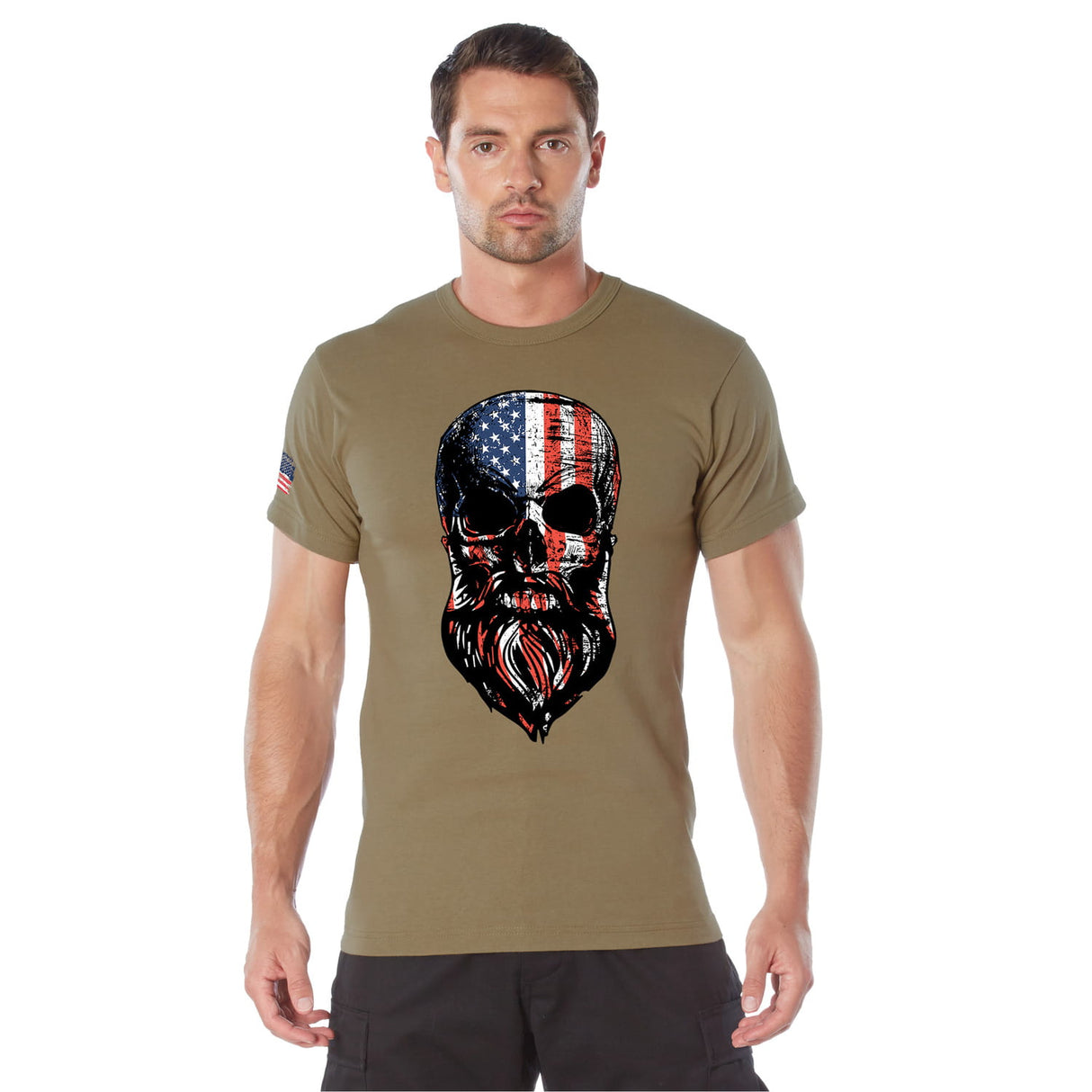 Rothco Full-Color US Flag Bearded Skull T-Shirt