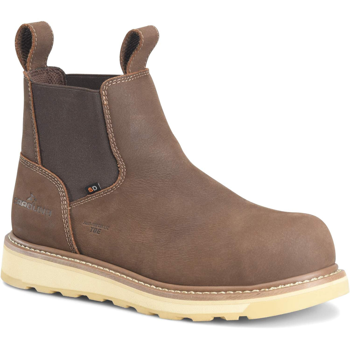 Carolina Gruntz Coffee Brown Men's Composite Safety Toe Slip-on 6-inch Chelsea Style Work Boot