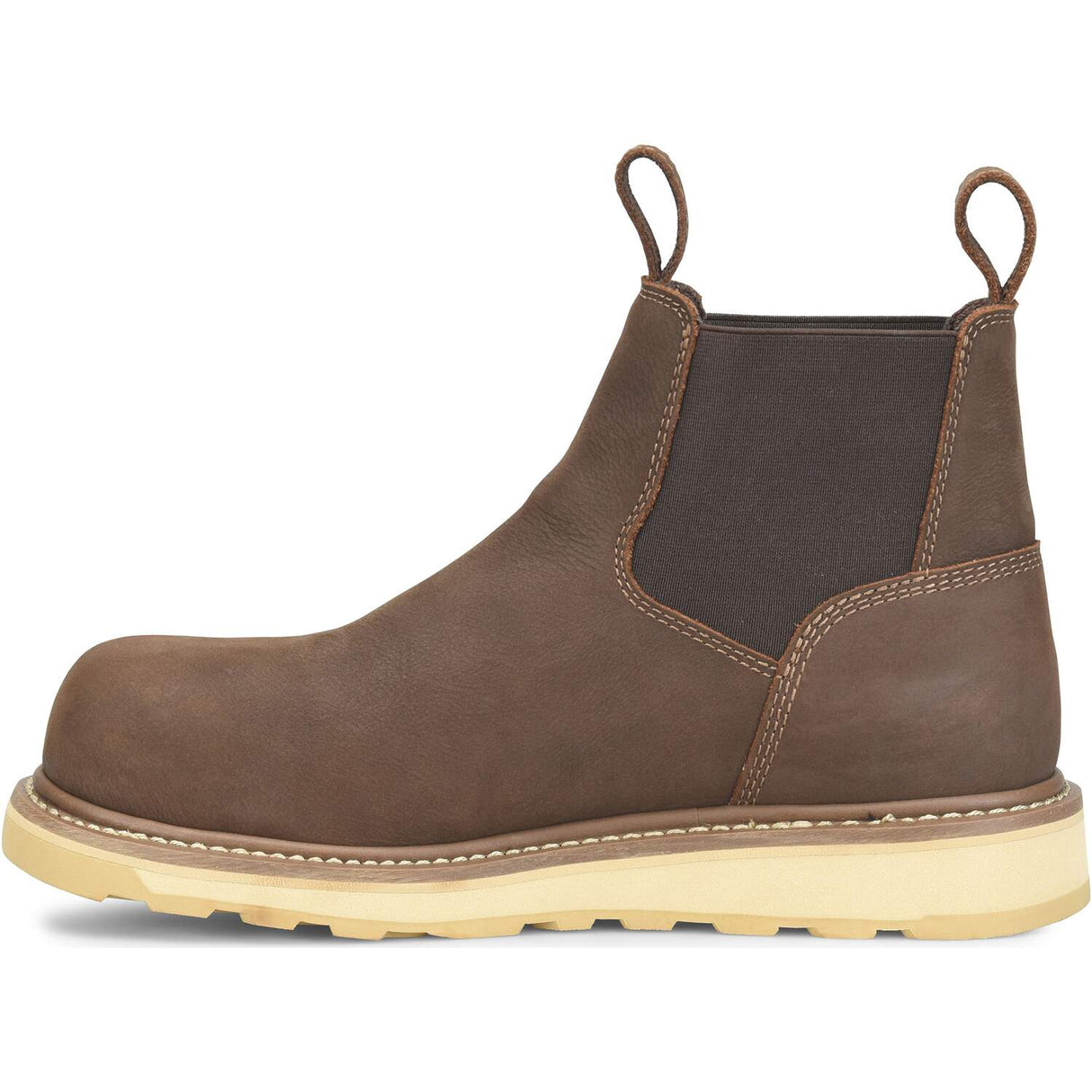 Carolina Gruntz Coffee Brown Men's Composite Safety Toe Slip-on 6-inch Chelsea Style Work Boot