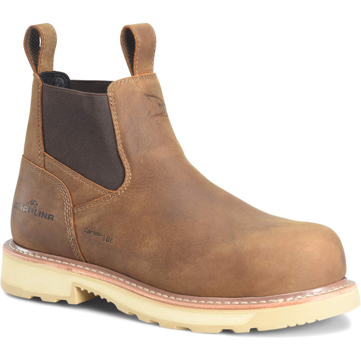 Carolina Staple Gun Men's 6-inch Pull-on Chelsea Composite Safety Toe Dark Tan Work Boot