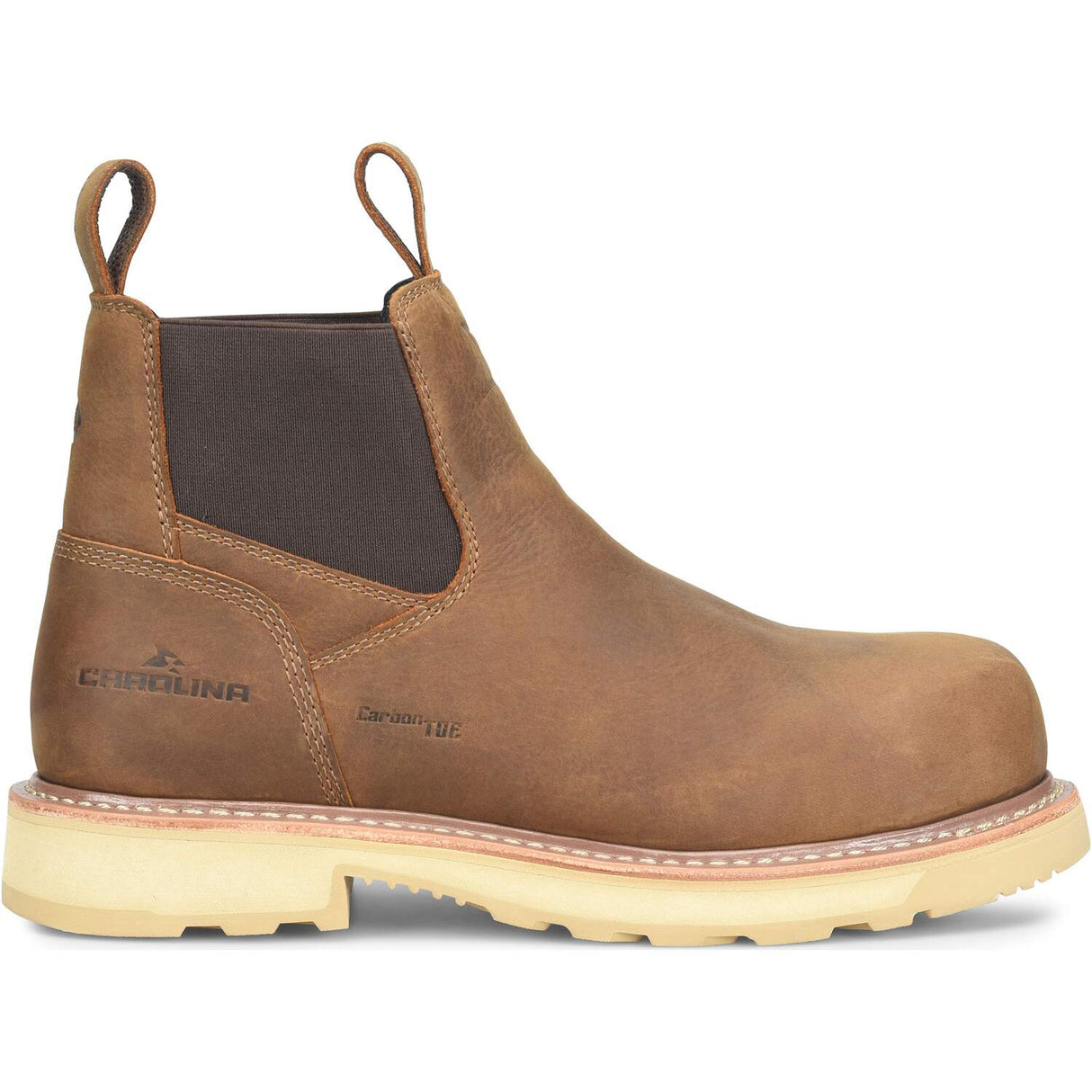 Carolina Staple Gun Men's 6-inch Pull-on Chelsea Composite Safety Toe Dark Tan Work Boot