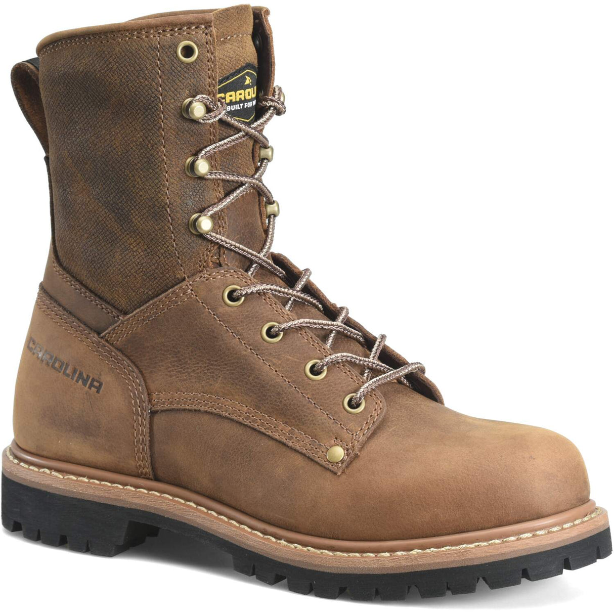 Carolina Overhaul Men's 8-inch Soft Toe Coffee Brown Work Boot