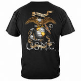 Rustic Semper Fidelis USMC T-shirt - Black - back view