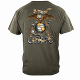 Rustic Semper Fidelis USMC T-shirt - Green - back view