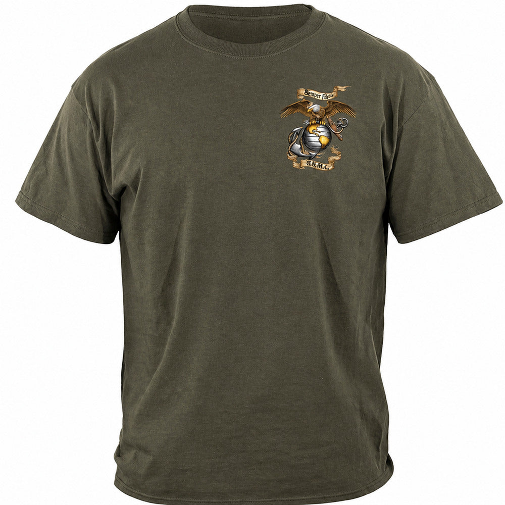 Rustic Semper Fidelis USMC T-shirt - Green - front view