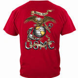 Rustic Semper Fidelis USMC T-shirt - Red - back view