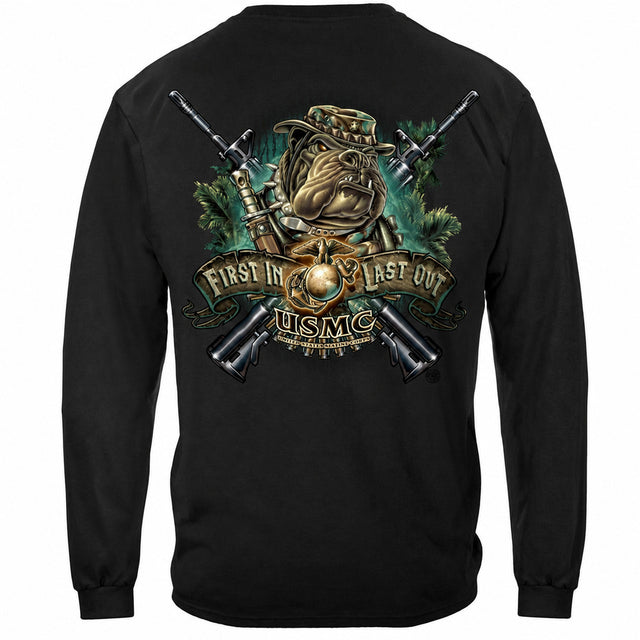 First in Last Out USMC T-shirt - Long Sleeve - back view