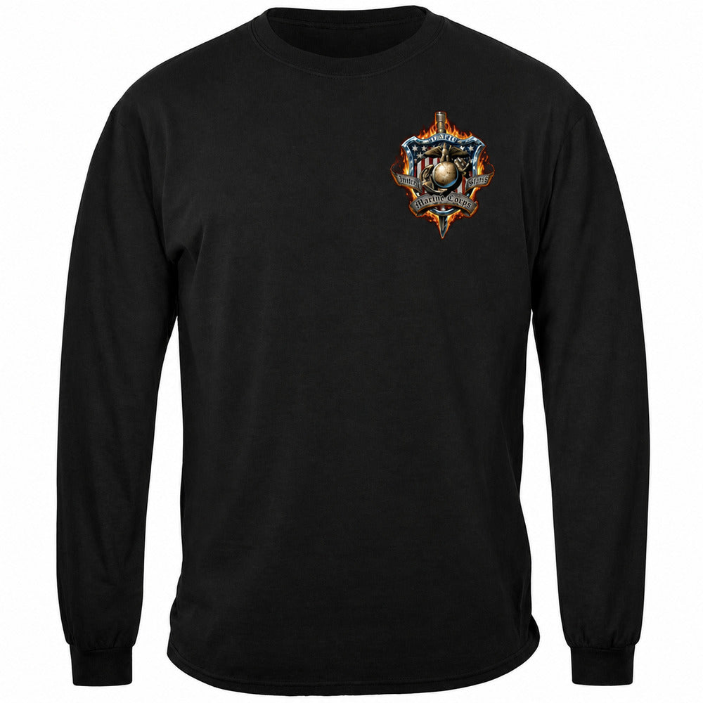 Once a Marine, Always a Marine - Bulldog Shield Long Sleeve T-shirt - front view