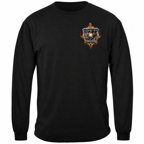 Once a Marine, Always a Marine - Bulldog Shield Long Sleeve T-shirt - front view
