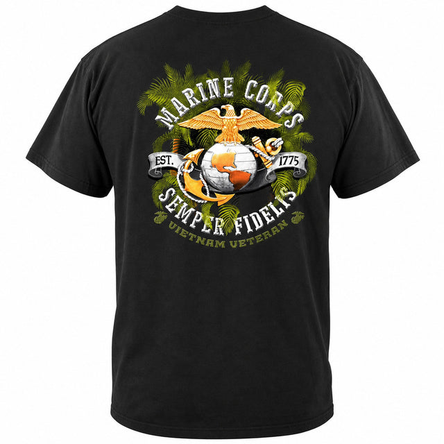 USMC Vietnam Veteran Semper Fi T-Shirt - Black - back view