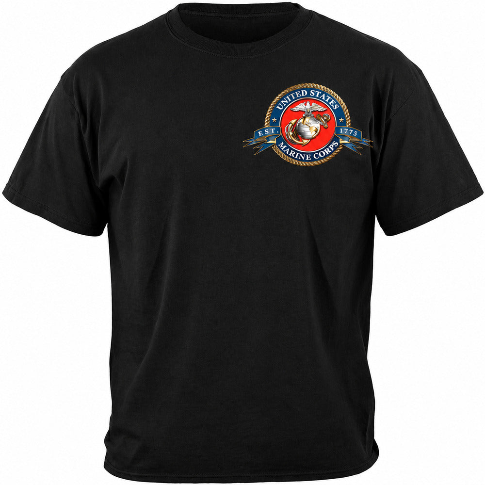 USMC Badge of Honor Semper Fi T-Shirt - Black - front view