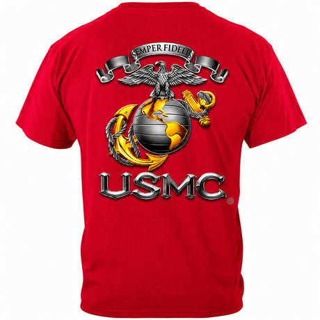 USMC Semper Fidelis Red T-shirt - back view