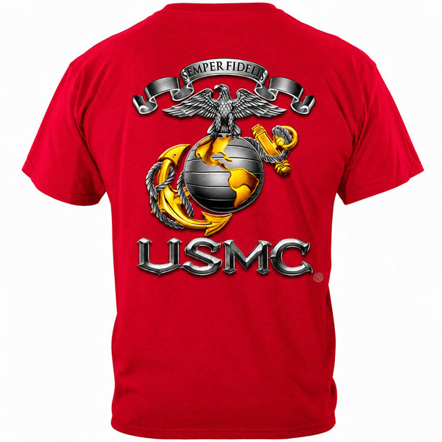 USMC Semper Fidelis Red T-shirt - back view