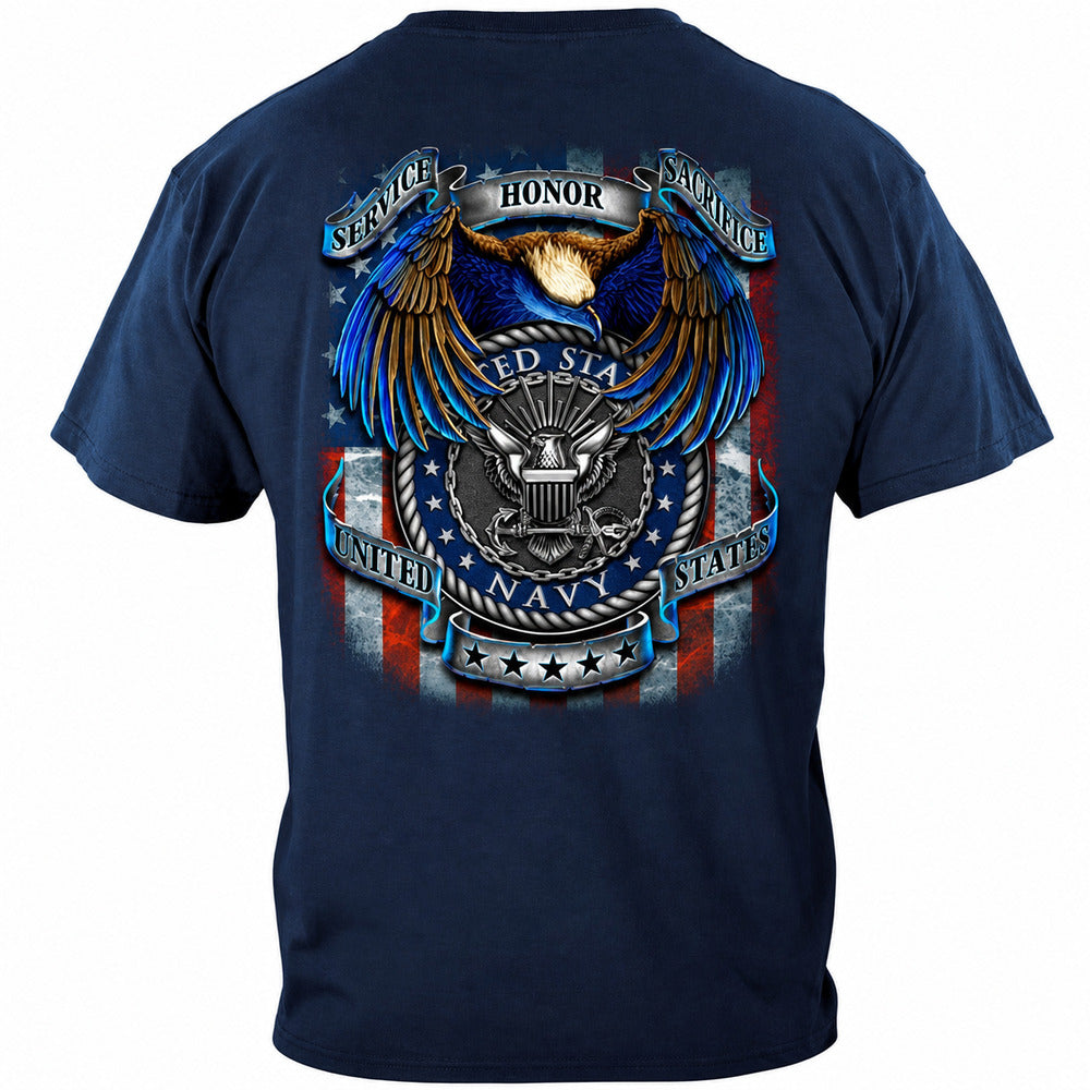 Navy Service Honor Sacrifice T-Shirt - Navy Blue - back view