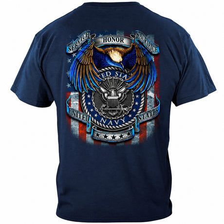 Navy Service Honor Sacrifice T-Shirt - Navy Blue - back view