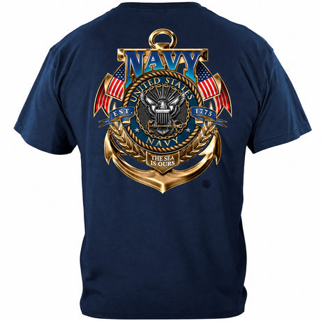 Navy The Sea Is Ours T-Shirt - Navy Blue - back view