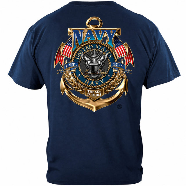 Navy The Sea Is Ours T-Shirt - Navy Blue - back view