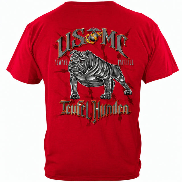 Marine Corps Red Teufel Hunden Military T-Shirt - back view