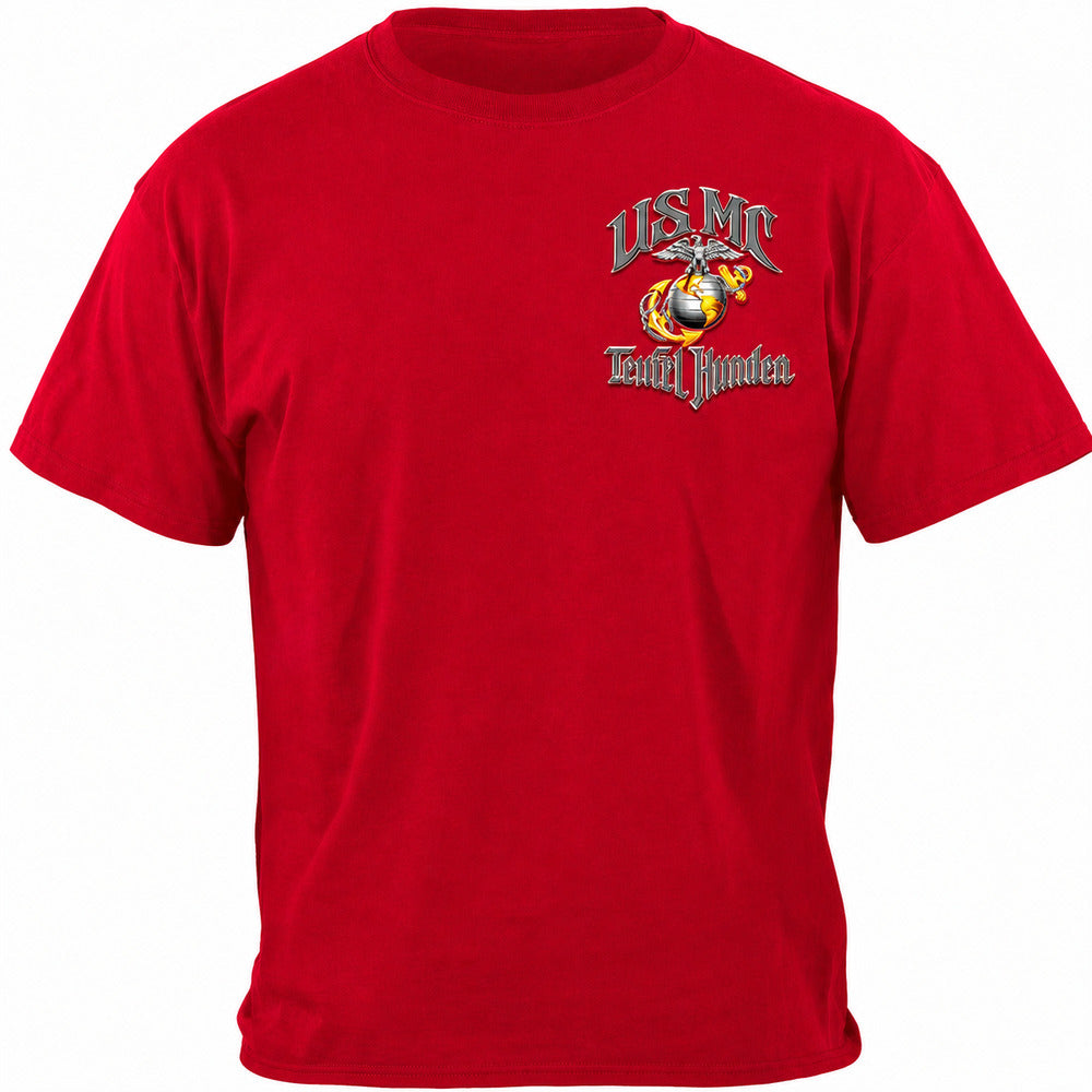 Marine Corps Red Teufel Hunden Military T-Shirt - front view