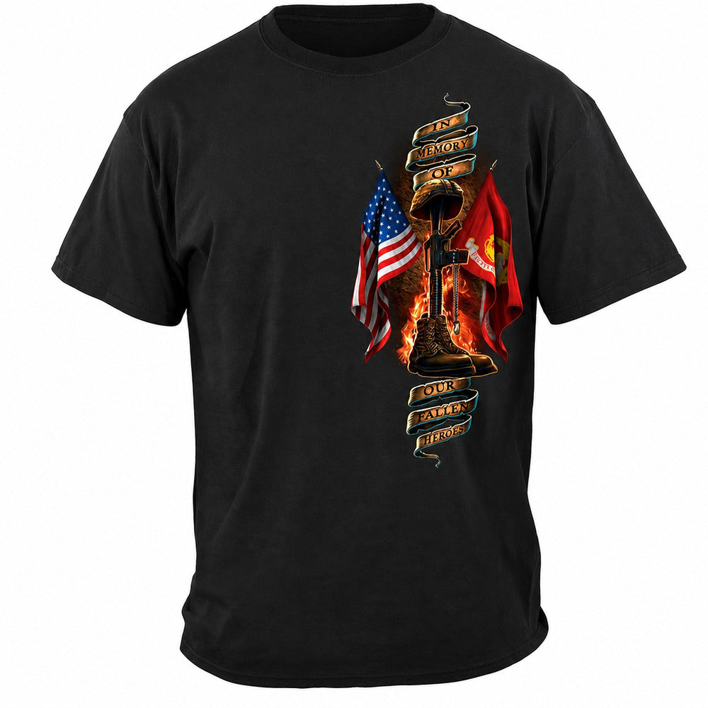 United States Military Marine Corps Soldier Cross Military T-Shirt - front view