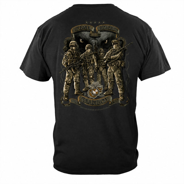 USMC Time Honor Tradition Marines T-Shirt - Black - back view