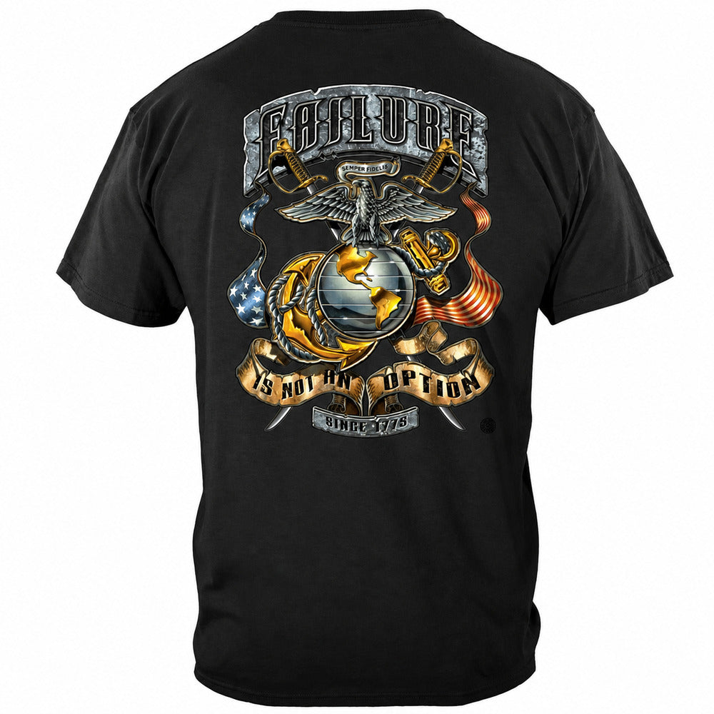 USMC Failure Is Not An Option T-Shirt - Black - back view