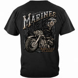 USMC Biker American Classic Vintage Marines T-Shirt - Black - back view