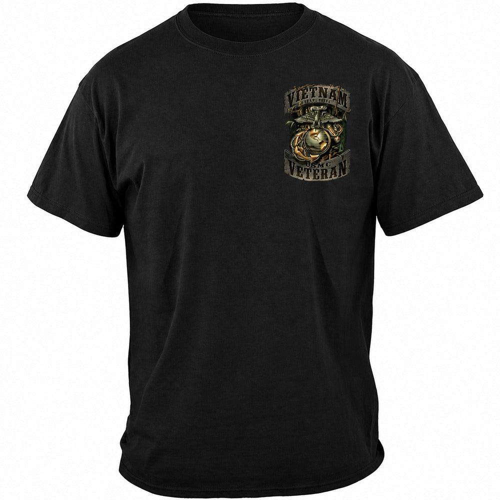 USMC Vietnam Vet Proud to Serve T-Shirt - Black - front view