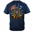 Navy Shield, Double Flag and Eagle T-Shirt - Navy - back view