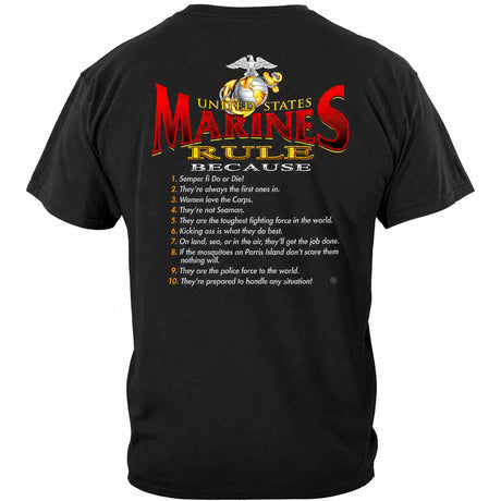 United States Marines Rule Because T-shirt - back view