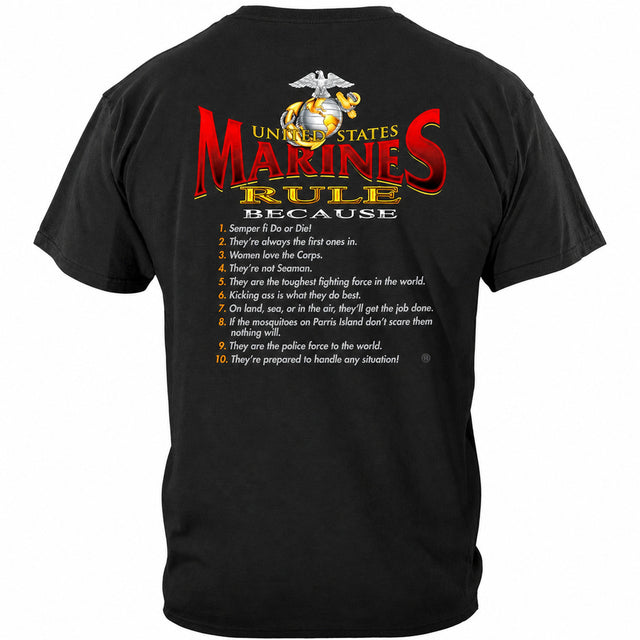 United States Marines Rule Because T-shirt - back view