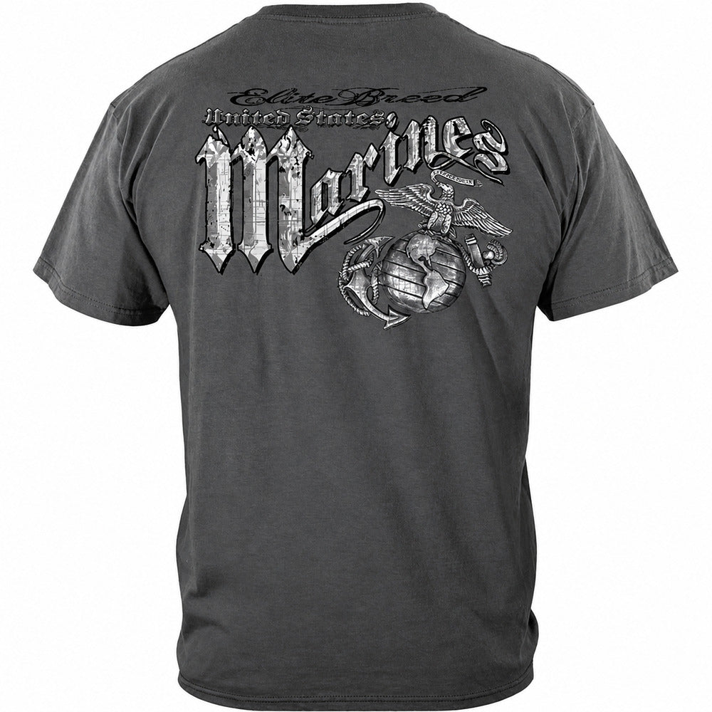 Elite Breed Gray Eagle Marines T-Shirt - Gray - back view