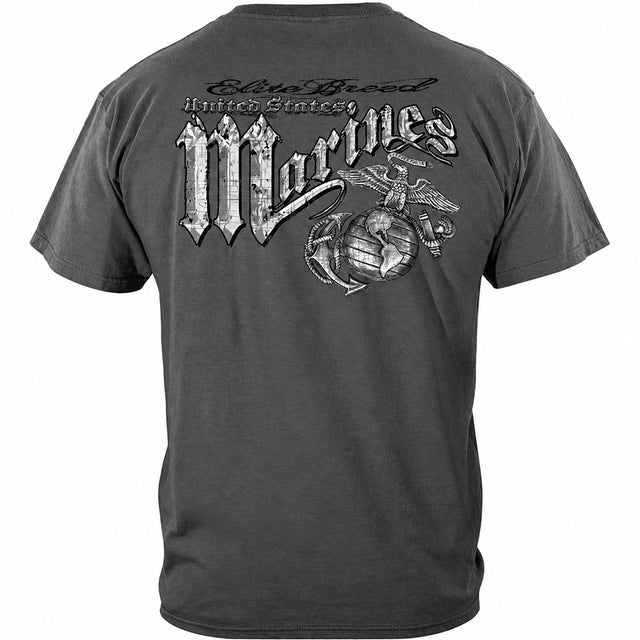 Elite Breed Gray Eagle Marines T-Shirt - Gray - back view
