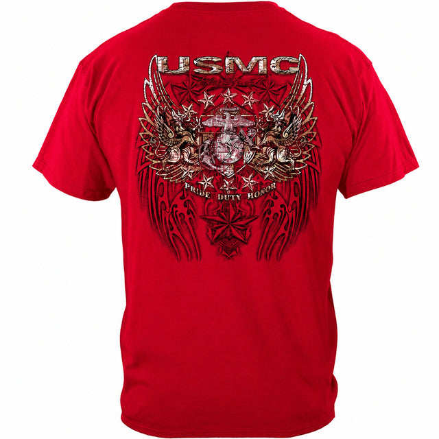 Elite Breed Pride Duty Honor USMC T-Shirt - Red - back view