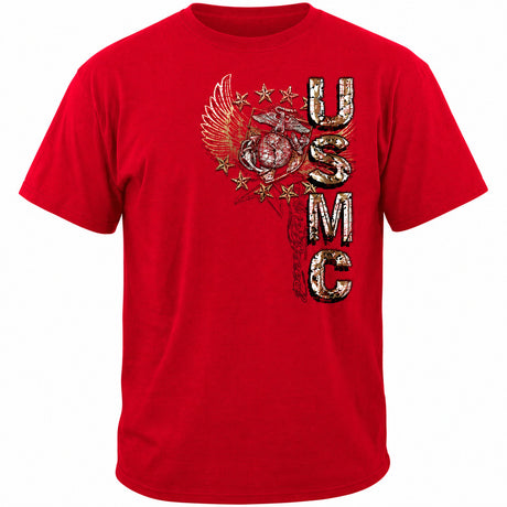 Elite Breed Pride Duty Honor USMC T-Shirt - Red - front view