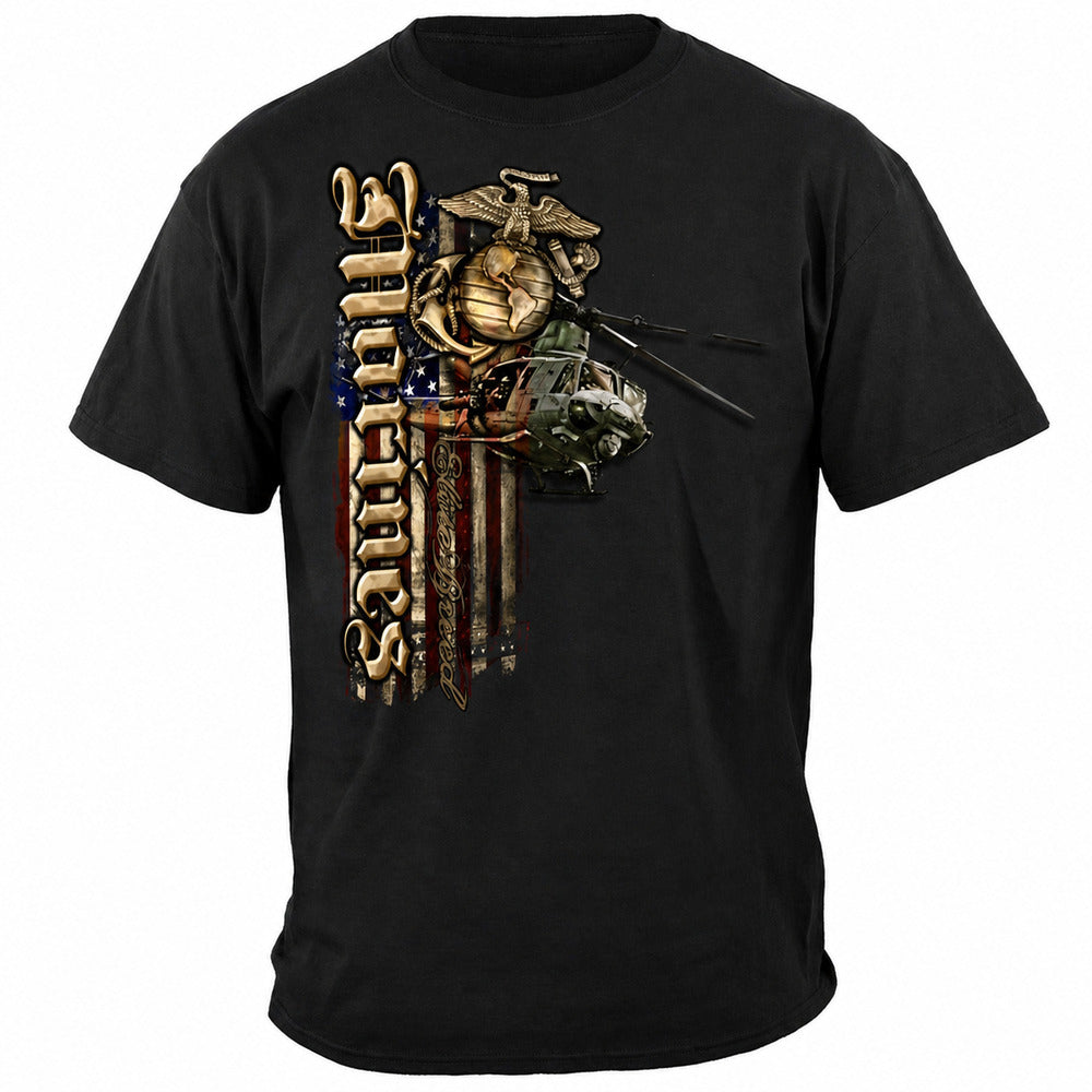 Elite Breed USMC Marines Aerial Assault T-Shirt - Black - front view