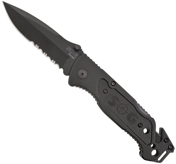 SOG Escape Black Combination Edge Pocket Knife - FF25-CP